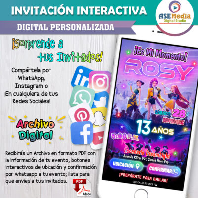KPOP Demon Hunters – Invitación Interactiva de Cumpleaños para WhatsApp