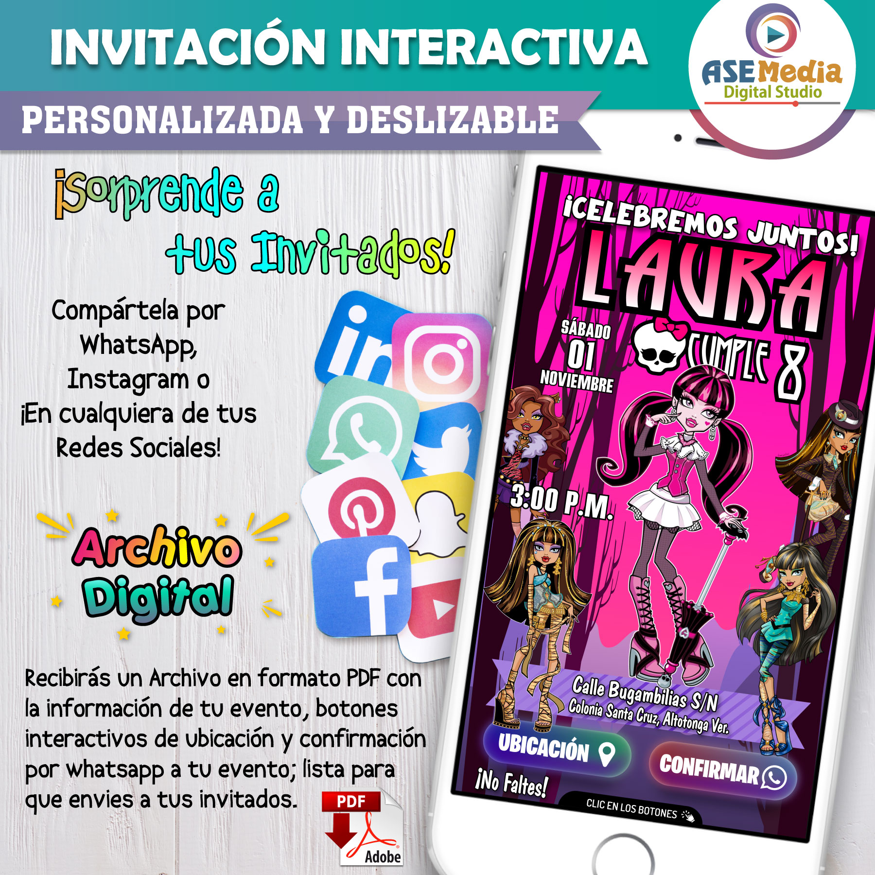 Mi Cumpleaños con Flores Rojas – Invitación Interactiva de Cumpleaños para WhatsApp