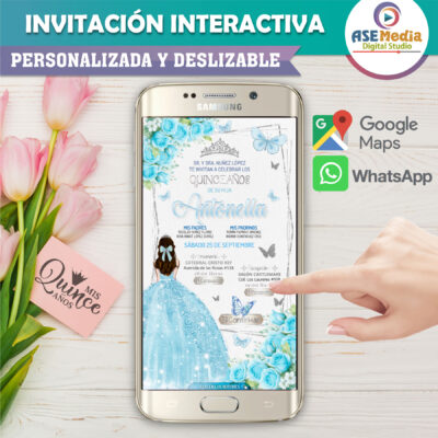 Mis XV Años, Floral en Amarillo – Invitación Interactiva de Cumpleaños para WhatsApp