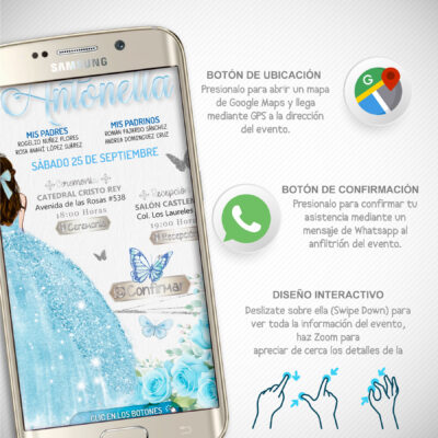 Mis XV Años, Floral en Amarillo – Invitación Interactiva de Cumpleaños para WhatsApp