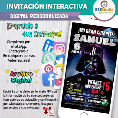 Star Wars, Arturito R2-D2 – Invitación Interactiva de Cumpleaños para WhatsApp