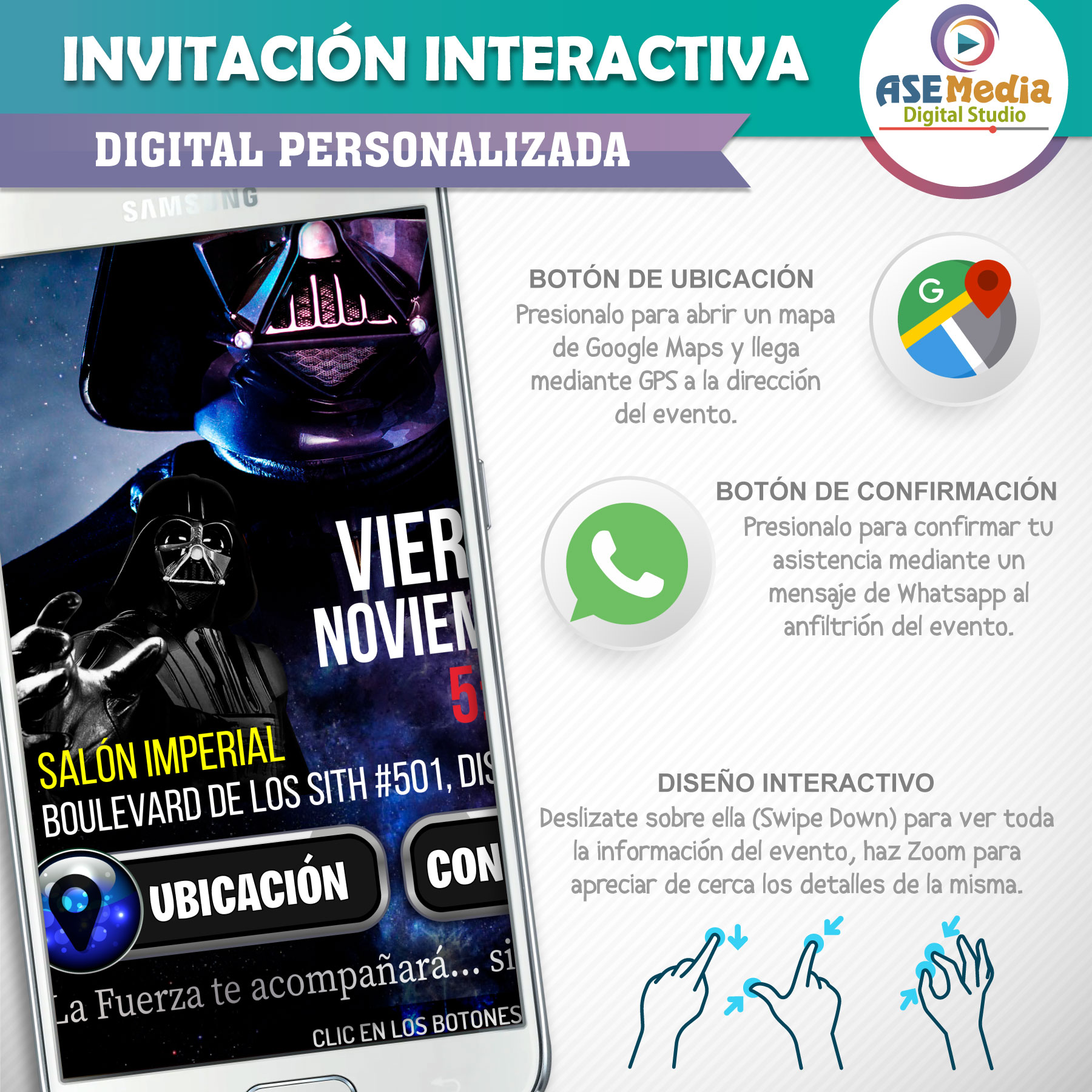 Star Wars, Arturito R2-D2 – Invitación Interactiva de Cumpleaños para WhatsApp