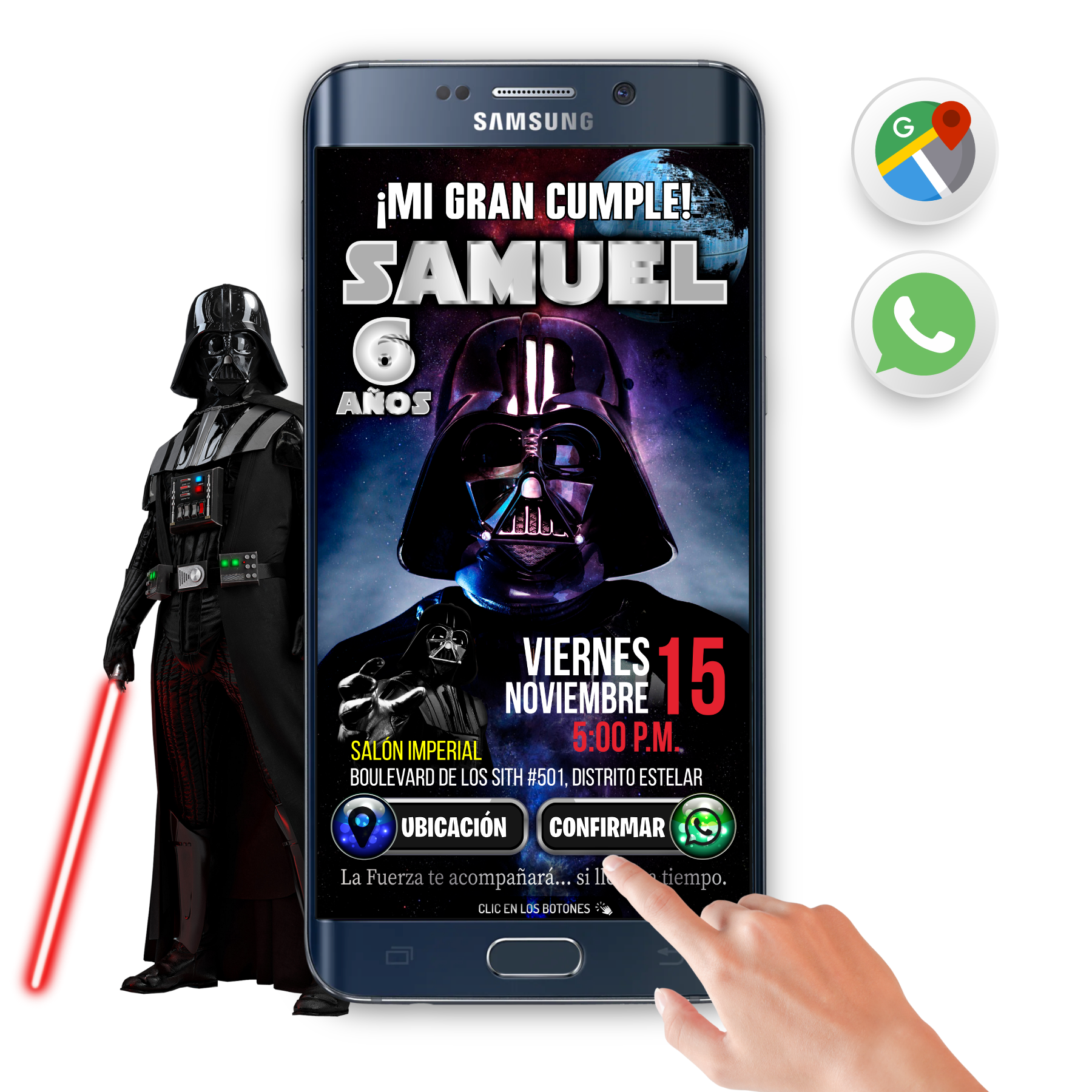 Star Wars, Darth Vader – Invitación Interactiva de Cumpleaños para WhatsApp