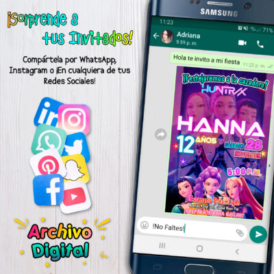Huntrix, KPOP Demon Hunters – Invitación Digital de Cumpleaños