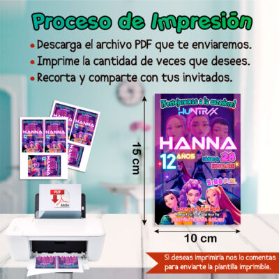 Huntrix, KPOP Demon Hunters – Invitación Digital de Cumpleaños
