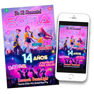 KPOP Demon Hunters – Invitación Digital de Cumpleaños