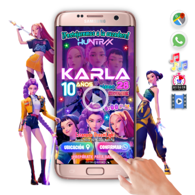 Huntrix, KPOP Demon Hunters – Video Invitación Web Interactiva de Cumpleaños