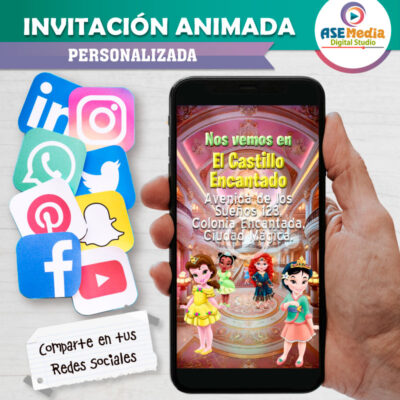 Princesas Disney Niñas – Video Invitación Animada de Cumpleaños para WhatsApp