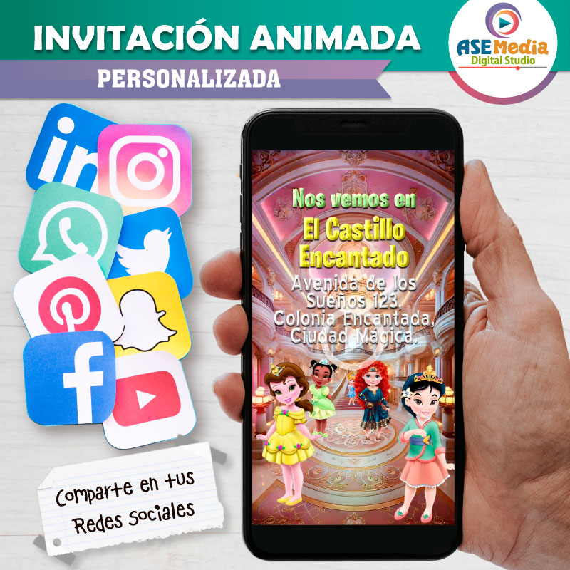 Princesas Disney Niñas – Video Invitación Animada de Cumpleaños para WhatsApp