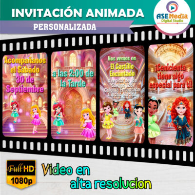 Princesas Disney Niñas – Video Invitación Animada de Cumpleaños para WhatsApp