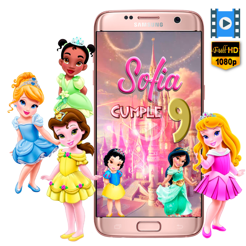 Princesas Disney Niñas – Video Invitación Animada de Cumpleaños para WhatsApp