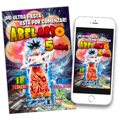 Dragon Ball Z, Goku Ultra Instinto – Invitación Digital de Cumpleaños