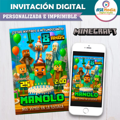 Cumpleaños Minecraft – Invitación Digital de Cumpleaños