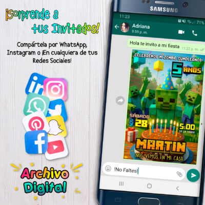 Zombie Minecraft – Invitación Digital de Cumpleaños