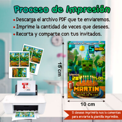 Zombie Minecraft – Invitación Digital de Cumpleaños