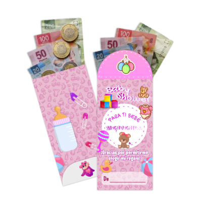 Baby Shower, Niña Rosa – Sobre Personalizado para Dinero