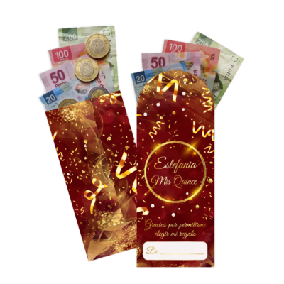 Quince Años Vino y Dorado – Sobre Personalizado para Dinero