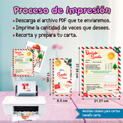 Carta Navideña a Santa Claus para Niña – Carta y Sobre Imprimible