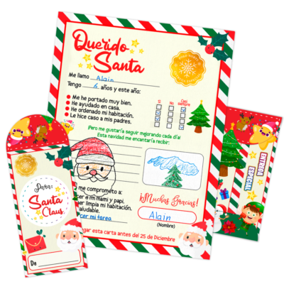 Carta Navideña a Santa Claus – Carta y Sobre Imprimible