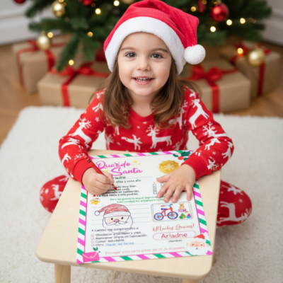 Carta Navideña a Santa Claus para Niña – Carta y Sobre Imprimible