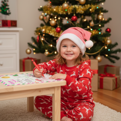 Carta Navideña a Santa Claus para Niña – Carta y Sobre Imprimible