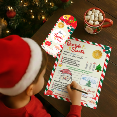 Carta Navideña a Santa Claus para Niña – Carta y Sobre Imprimible