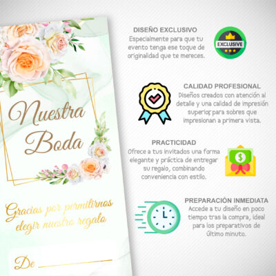 Boda Verde Lima – Sobre Imprimible para Dinero