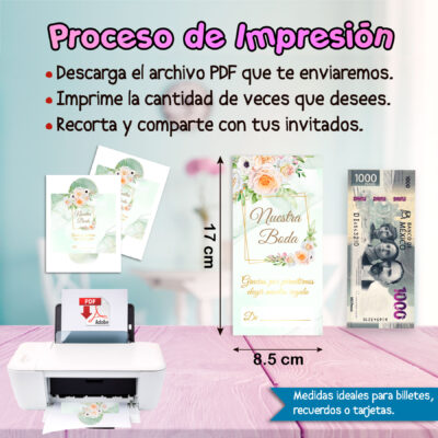 Boda Verde Lima – Sobre Imprimible para Dinero