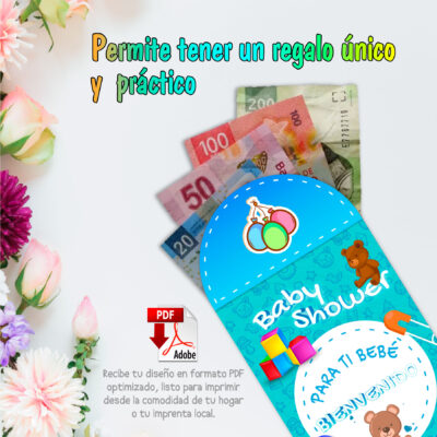 Baby Shower, Niño Azul – Sobre Personalizado para Dinero
