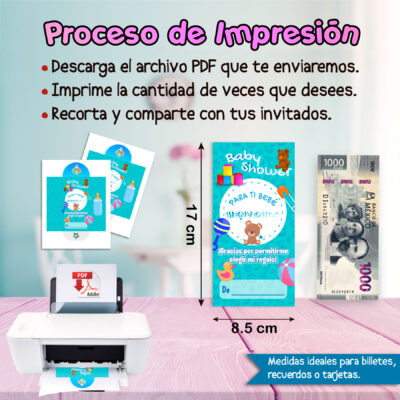 Baby Shower, Niño Azul – Sobre Personalizado para Dinero