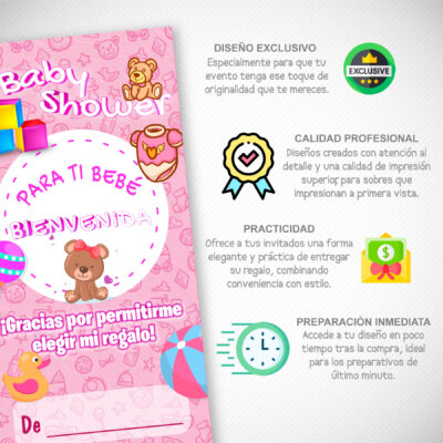 Baby Shower, Feliz – Sobre Personalizado para Dinero