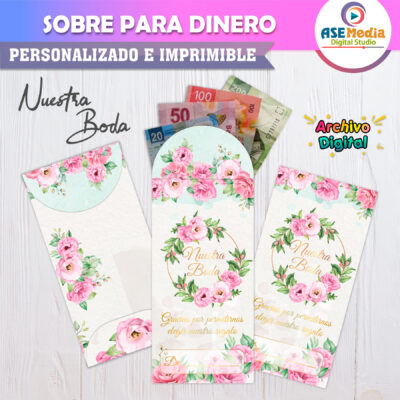 Boda Plateada – Sobre Personalizado para Dinero