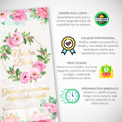 Boda Plateada – Sobre Personalizado para Dinero
