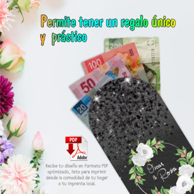 Boda Plateada en Blanco – Sobre Personalizado para Dinero