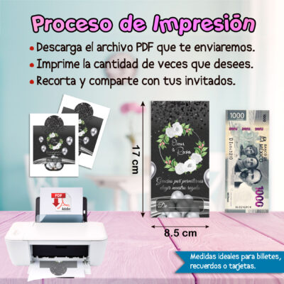 Boda Plateada en Blanco – Sobre Personalizado para Dinero