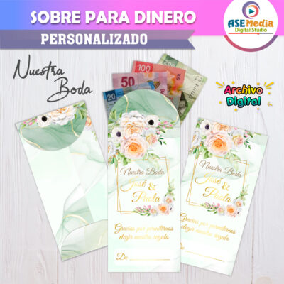 Boda Verde Lima – Sobre Imprimible para Dinero