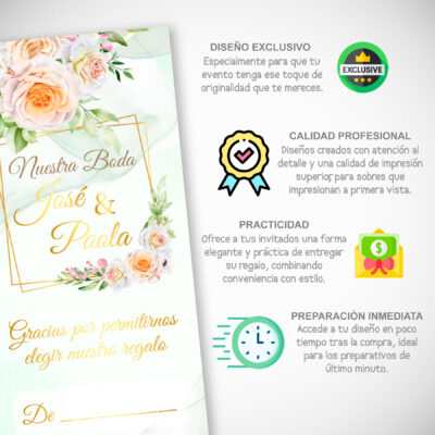 Boda Verde Lima – Sobre Imprimible para Dinero