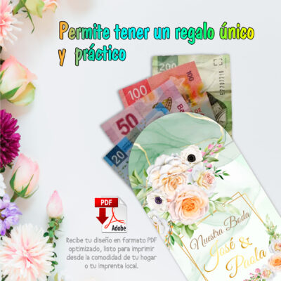 Boda Verde Lima – Sobre Imprimible para Dinero