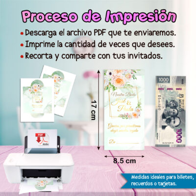 Boda Verde Lima – Sobre Imprimible para Dinero