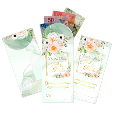 Boda Verde Lima – Sobre Personalizado para Dinero