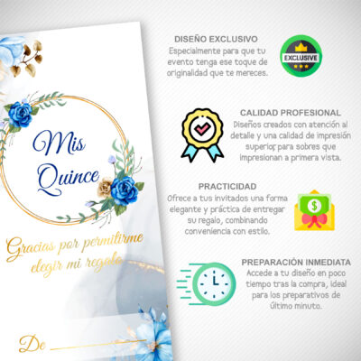 Quince Años Floral Acuarela Roja – Sobre Personalizado para Dinero