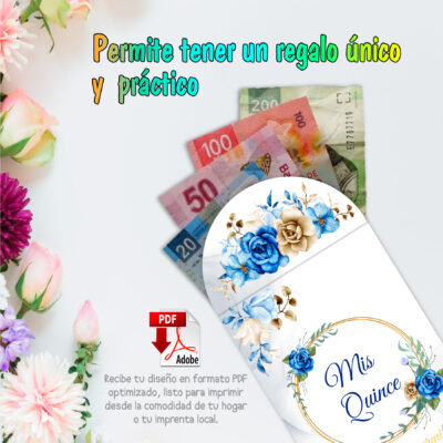 Quince Años Floral Acuarela Roja – Sobre Personalizado para Dinero