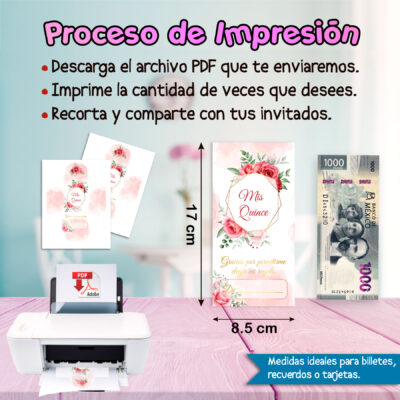 Quince Años Vino y Dorado – Sobre Personalizado para Dinero