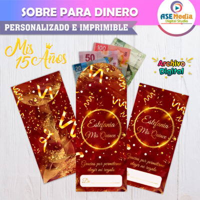 Boda Floral Rosa Pastel – Sobre Personalizado para Dinero