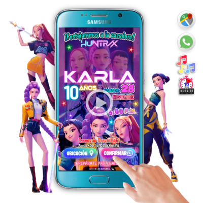 Huntrix, KPOP Demon Hunters – Invitación Web Musical de Cumpleaños