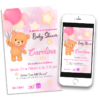 Baby Shower Osito con Globos Azul Cielo Invitación Digital