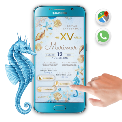 Mis XV Años, Mundo Marino – Invitación Interactiva de Cumpleaños para WhatsApp