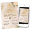Mi Primera Comunión Dorado Boho Invitación Digital