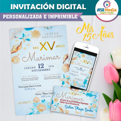 Mis XV Años, Mundo Marino Invitación Digital