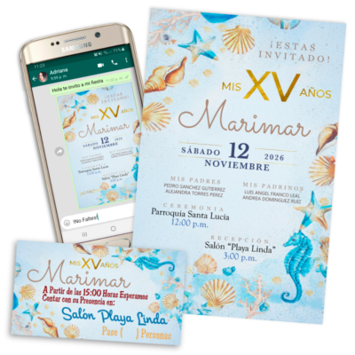 Mis XV Años, Mundo Marino Invitación Digital